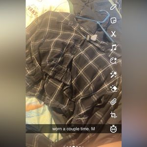 flannel long sleeve crop top.